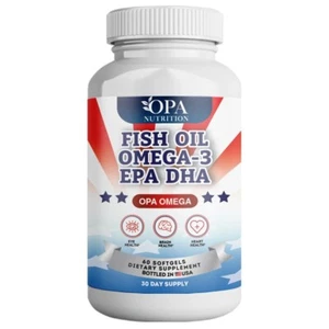 OPA Omega 3 Fish Oil 1200mg | Heart & Joint Support | Burpless Lemon | 60 Ct - Picture 1 of 5