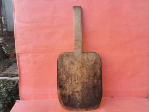 OLD ANTIQUE PRIMITIVE WOODEN WOOD BREAD BOARD DOUGH PLATE SHOVEL HANDLE - Picture 1 of 20