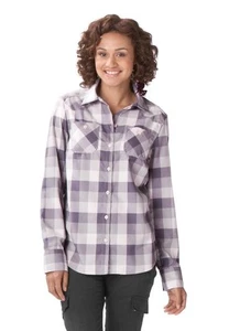 Womens Oakley Woodland Woven L/S Button Down Up Flannel Shirt Grey Plaid XS S M - Picture 1 of 3