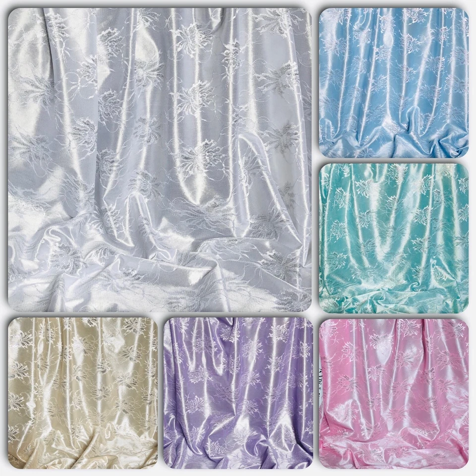 Stunning Sparkly Metallic Bonded Bridal Lace Fabric Satin Backed 58”Wide Dress - Image 1 of 1