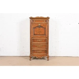 Drexel Heritage French Provincial Louis XV Carved Walnut Secrétaire À Abattant - Picture 1 of 11