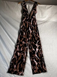 Diane von Furstenberg Women XXS Halter Jumpsuit Deep V Neck Pink Leopard Target - Picture 1 of 21