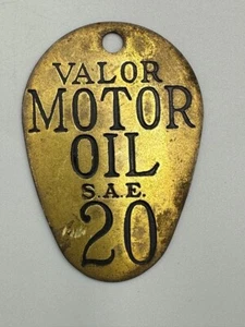 Etiqueta publicitaria vintage VALOR MOTOR OIL SAE 20 latón - Imagen 1 de 6
