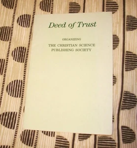 **RARE** Christian Science Deed of Trust The Christ Sci Publishing Society - Imagen 1 de 1