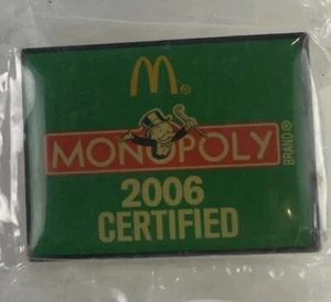 McDonald's Monopoly 2006 Certified Pin Pinback Hasbro Gold Tone Metal Green - Picture 1 of 3