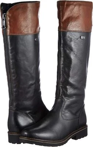 REMONTE WOMEN'S R6581-02 TALL ZIP BOOT, Black & Brown, Size 41 EU / US 9.5 - Picture 1 of 6