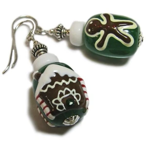 Pendientes de Navidad de plata esterlina de pan de jengibre para hombre y casa de SoniaMcD - Imagen 1 de 7