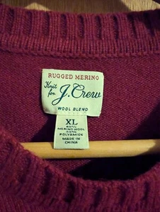 J.Crew Burgunderroter robuster Herrenpullover aus Merinowollmischung mit Rundhalsausschnitt XL - Bild 1 von 2