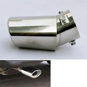 Car Universal Round Bend Stainless Steel Chrome Exhaust Tail Muffler TipPipeY!ex - Picture 1 of 7