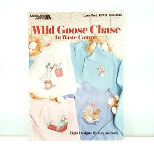 Wild Goose Chase in Waste Canvas Cross Stitch Patterns Booklet 1988 Leisure Arts - Picture 1 of 2