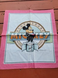 Vintage 1980s Disney Bandana Scarf Mickey Mouse 60 Years Woronowicz - Picture 1 of 5