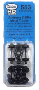 HO Scale Kadee #553 Andrews (1898) Self Centering Trucks 33" Ribbed Back Wheels - Picture 1 of 3