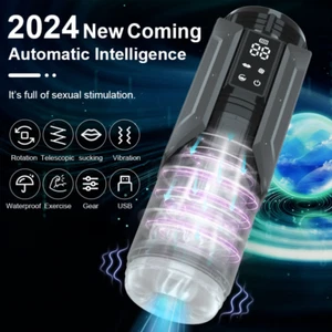 Masturbadores masculinos automáticos manos libres succión empuje lubricantes taza Stroker - Imagen 1 de 14