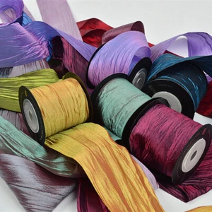 50mm Satin Ribbon Pleated Crushed Silk for DIY Wedding Party Gift Decoration US - Picture 1 of 46