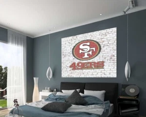 San Francisco 49ers on Brick Wall Football Art Print NFL Gift POSTER CANVAS - Picture 1 of 5