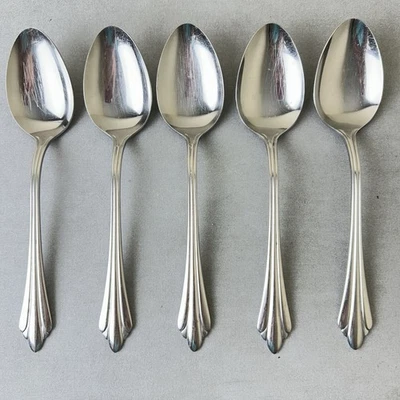 Reed & Barton Rebacraft Sarajevo 5 Large Serving Spoons Stainless Flatware - Image 1 of 4