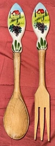 JUEGO DE TENEDOR Y CUCHARA PARA ENSALADA VINTAGE CON ASAS DE CERÁMICA TOSCANA - Imagen 1 de 3