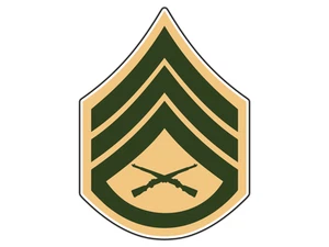 #2796 E6 Staff Sargento Bronceado y Verde Impermeable Vinilo Adhesivo Calcomanía Troquelada - Imagen 1 de 1