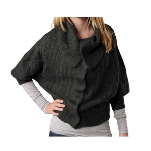 Free People strukturierte Dolman Strickjacke Wollmischung anthrazit grau 3/4 Arm Pullover - Bild 1 von 9