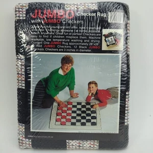Vintage Jumbo Checker Board Rug 28"x28" With Jumbo Checkers 3" Ventura 2813 NEW - Picture 1 of 10