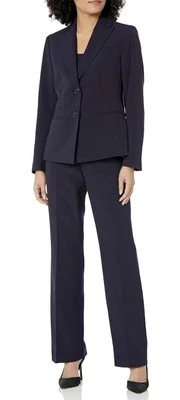 Le Suit Two-Button Peak Lapel Collar Pants Suit, Blue Size 14W - Image 1 of 4