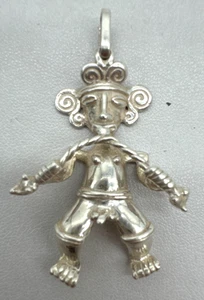 925 Sterling Silver Tribal Man Pendant - 9.55g - Picture 1 of 9