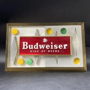 Antica insegna da bar in metallo e plastica Budweiser King of Beer stile backgammon 8x13 4 - Foto 1 di 8