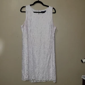  Apt 9 XL White All Lace Sleeveless Dress Below Knee Lined Little White Dress - Picture 1 of 8