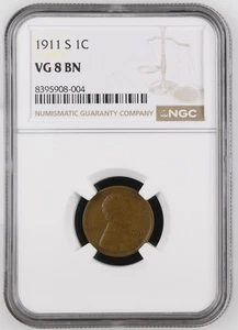 Lincoln Cent 1911s NGC VG 8 BN - Picture 1 of 2