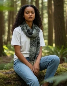 Steve Madden Sciarpa Paisley Ombré Peso Medio, 11”x 70”, Grigio-Made in Italy - Foto 1 di 9