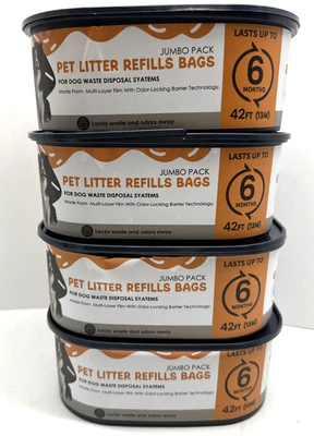 Sacos de descarte refil compatível com cães de estimação Genie pacote com 4 refis quadrados jumbo - Imagem 1 de 4