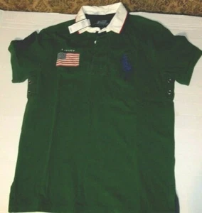 NEW Polo Ralph Lauren short sleeve blue Big Pony shirt dark green  Small  FLAG - Picture 1 of 3