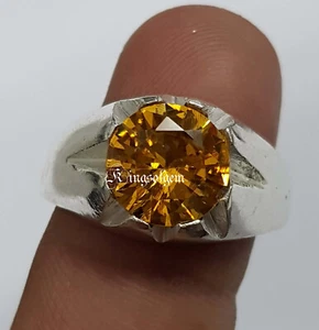 Anillo de plata de ley 925 con circón amarillo diseño hecho a mano anillo de piedras preciosas regalo para ella - Imagen 1 de 7
