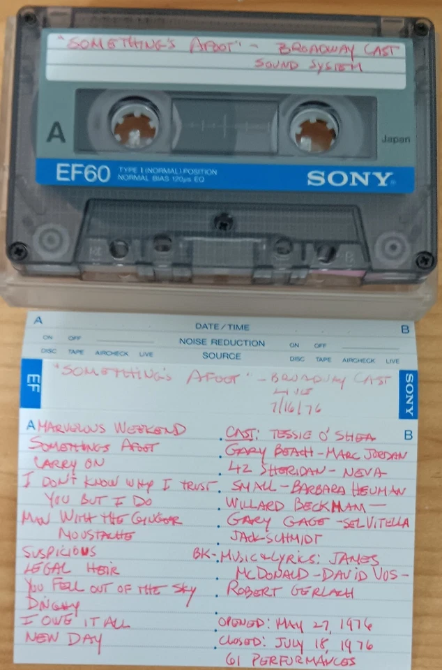 used Sony EF60 blank cassette (label of Something's Afoot - 1976 Broadway Cast) - Image 1 of 1