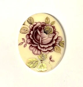 12 Vintage Purple Gold Rose 40x30mm. Acrylic Cameo Cabochons - Full Pack 114P - Picture 1 of 5