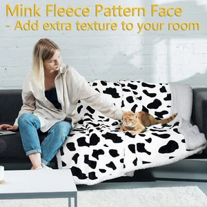 Dalmatian Sherpa Flannel Fleece Blanket Soft Warm Throw Sofa Couch Bed 60x80 in - Picture 1 of 4