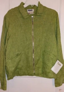 NUEVA CHAQUETA DE CIUDAD DE LINO EUROPEO TEJIDA DE LINO XS/Pequeña GUACAMOLE CREMALLE CON CREMALLE - Imagen 1 de 6