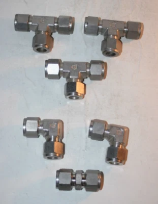 (6 Piece Lot) All 1/2 Tube OD 316ss Compression Fitting  Ham-Let Brand - Image 1 of 2
