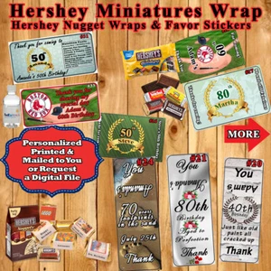 Adult Birthday 40th 50th 60th 80th Miniature & Nugget Wraps Personalized 1 Sheet - Picture 1 of 7