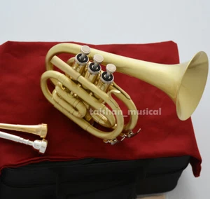 Upturned Bell Pocket trumpet Dizzy style horn 2 Mouthpiece - Picture 1 of 2