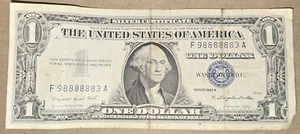 1957 A silver certificate dollar very rare 6-in-a-row F98888883A - Picture 1 of 2