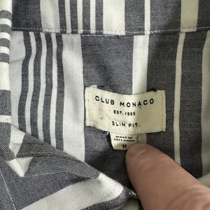 Club Monaco Mens Gray Button Down Long Sleeve Slim Fit Shirt Size Medium - Picture 1 of 6