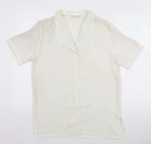 Charlotte Halton Womens White Polyester Blend Button-Up Size 12ed - Picture 1 of 12