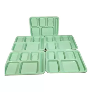 5 Vintage SiLite Melamine School Cafeteria Lunch Divided Trays #614 GREEN MINT - Picture 1 of 8