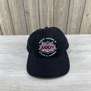 Gorra gorra negra con logotipo vintage 7 Super Bowl XXXIV 2000 Atlanta Georgia - Imagen 1 de 14