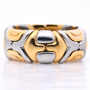 Anillo Bulgari Alveare Vintage 1989 en 750er / 18 Kt. Oro amarillo / acero inoxidable talla: 56 - Imagen 1 de 7