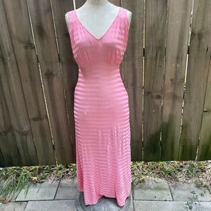 Vintage 30s VAN RAALTE STRYPS Pink Rayon Knit Gown 34 Flawed - Picture 1 of 10