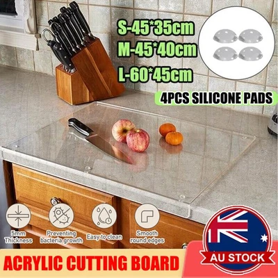 Clear Acrylic Kitchen Cutting Board Non Slip Chopping Board Countertop Friendly - image 1 of 4