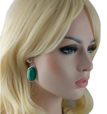 Pendientes colgantes de piedra joya verde abstracta Premier Designs perforados 1 3/4" nuevos con etiquetas Foto 1 de 2