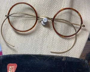 Antq Windsor Round Wire EyeGlasses Granny-core Lennon Style Jenks Beretta 24KtGP - Picture 1 of 20